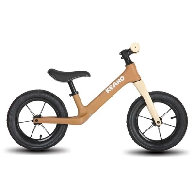 Joykie Keano 12-palčni otroški ravnotežje Bike za 2 - 6 let stara deklice fantje, kolesarsko ravnotežje malčka 2+ let, luč - gor, brez kolesa pedala, lahki najlonski okvir, nastavljiv sedež, rjava, rjava